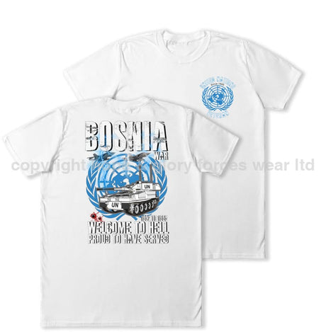 Bosnia War Welcome To Hell Double Print T-Shirt - White