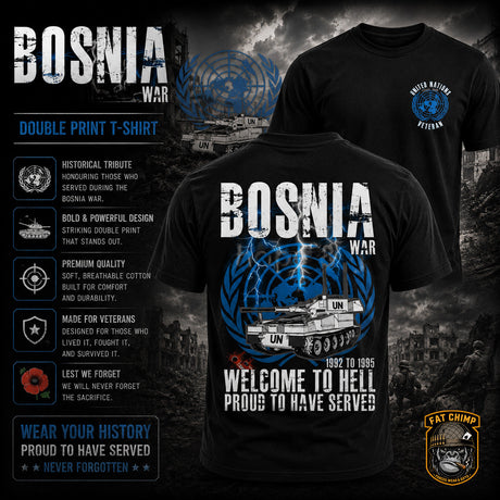 Bosnia War Welcome To Hell Double Print T-Shirt - Design