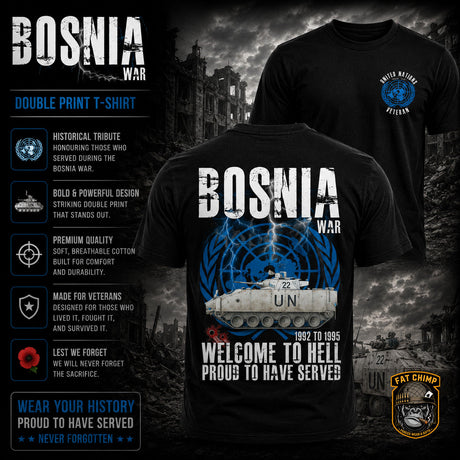 Bosnia War Warrior UN Veteran Double Print T-Shirt - Design