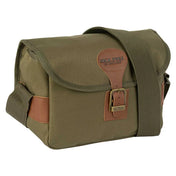 Jack Pyke Cartridge Bag in Green, front view showing the single leather strap and buckle closure