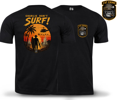 Charlie Don't Surf Retro Military Double Print T-Shirt - Black