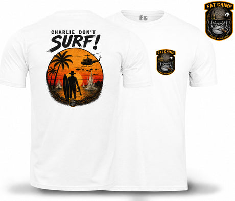 Charlie Don't Surf Retro Military Double Print T-Shirt - White