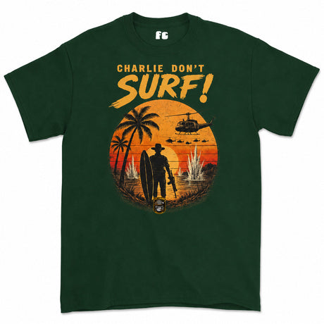 Charlie Don't Surf Vietnam era retro Printed T-Shirt - Green