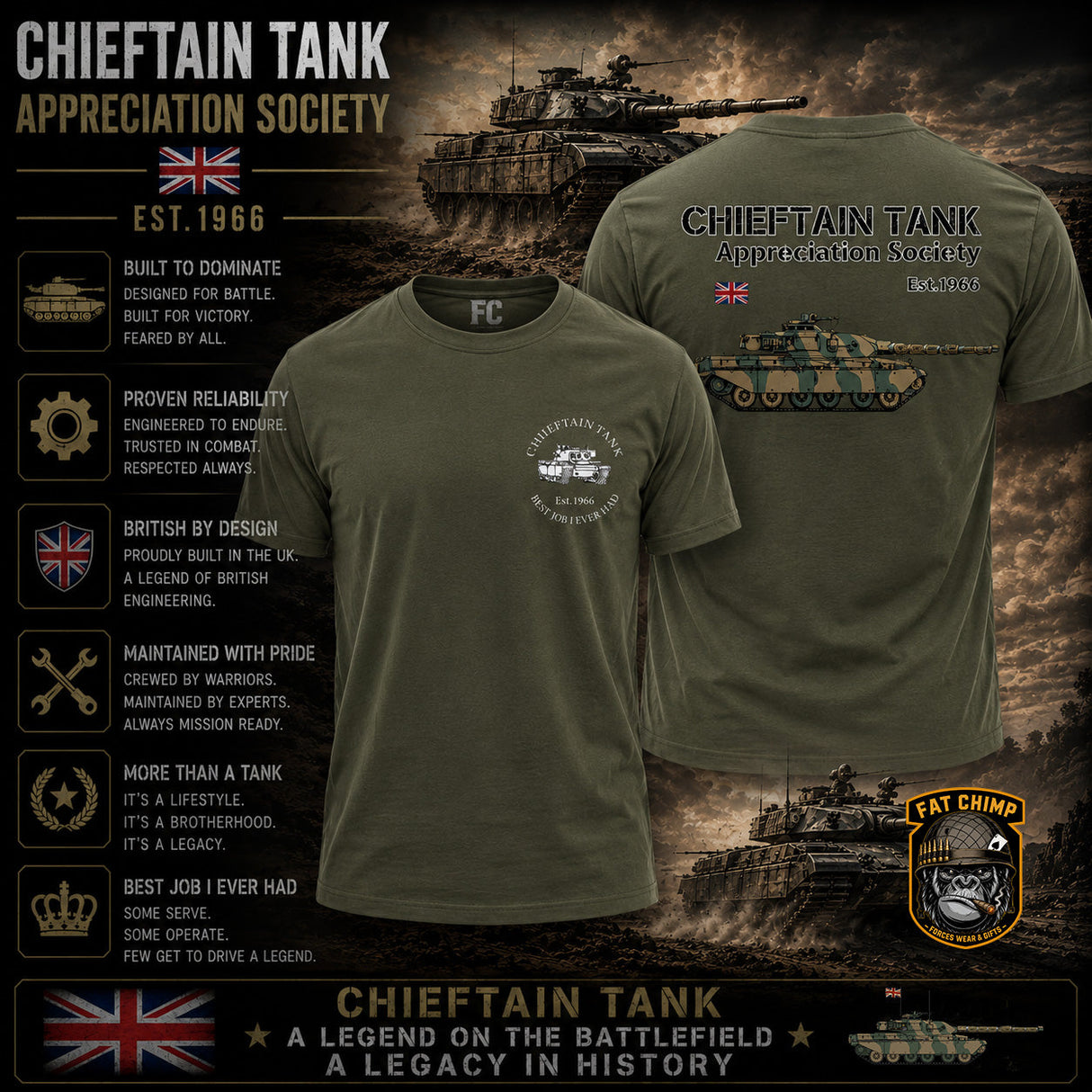 Chieftain Tank Best Job I Ever Had Double Side Printed T-Shirt