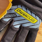 Ironclad Command Pro Leather Gloves in Black/Gold - front view showing Ironclad knuckle panel and goatskin leather palm 