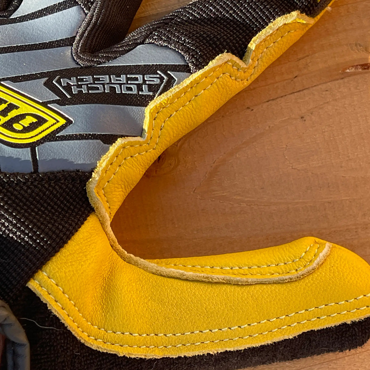 Ironclad Command Pro Leather Gloves in Black/Gold - close up of reinforced fingers & thumb