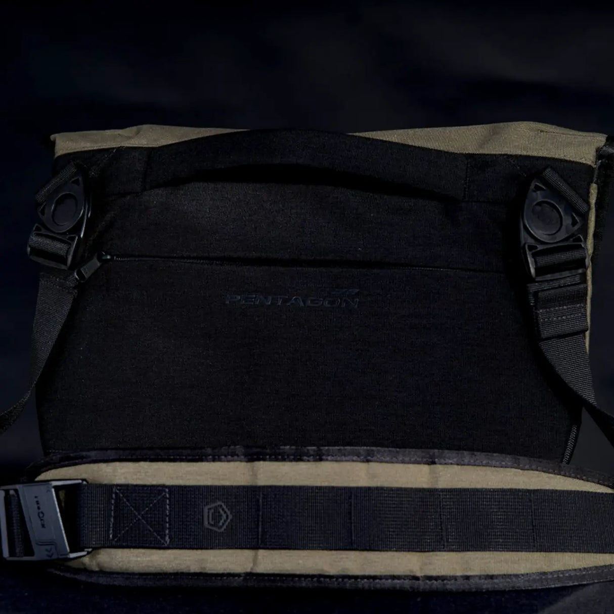 Pentagon Consul Crossbody Messenger Bag Rear Closeup RAL7013 Green | Task Outdoor
