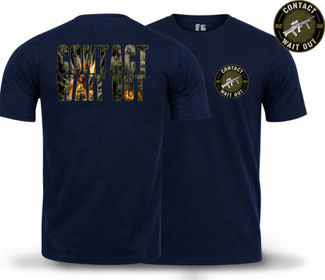 Contact Wait Out Double Print T-Shirt - Navy Blue