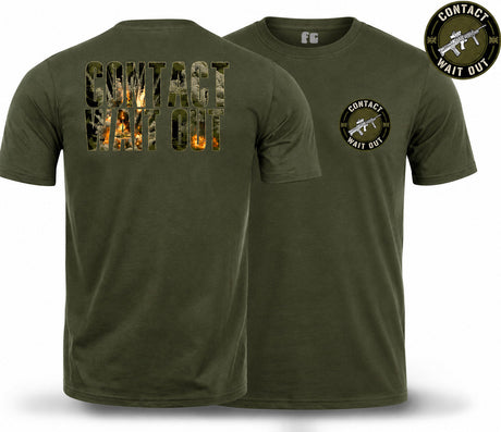 Contact Wait Out Double Print T-Shirt - Olive Green