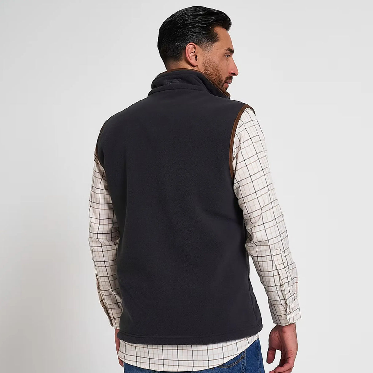 Jack Pyke Countryman Fleece Gilet in Charcoal Grey from the back on white background