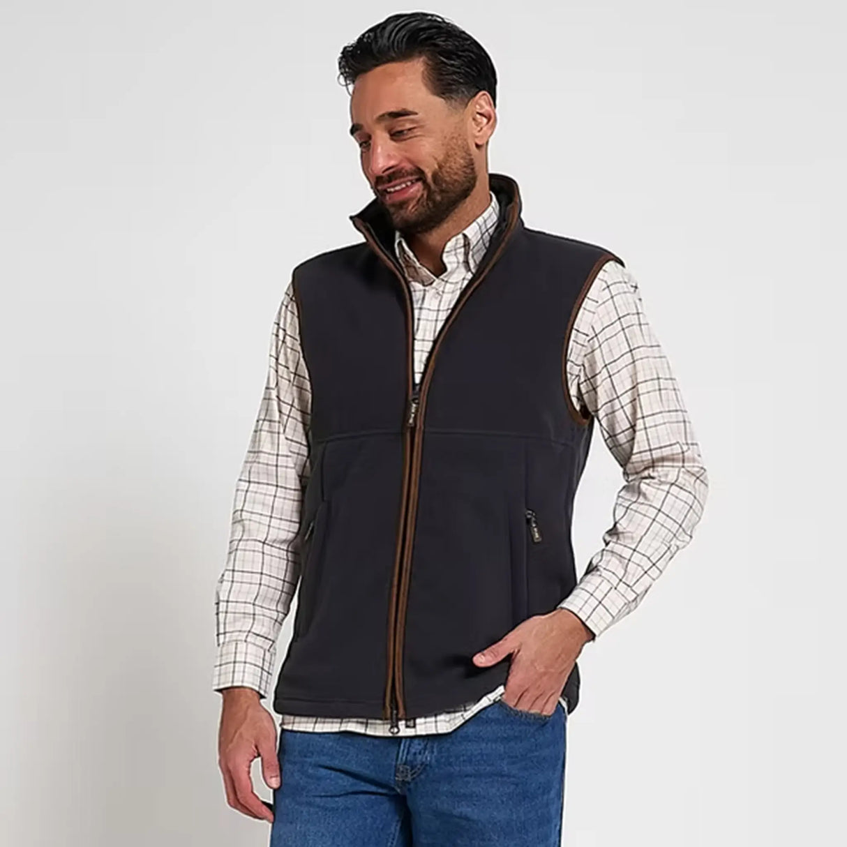 Jack Pyke Countryman Fleece Gilet in Charcoal Grey from the front right on white background