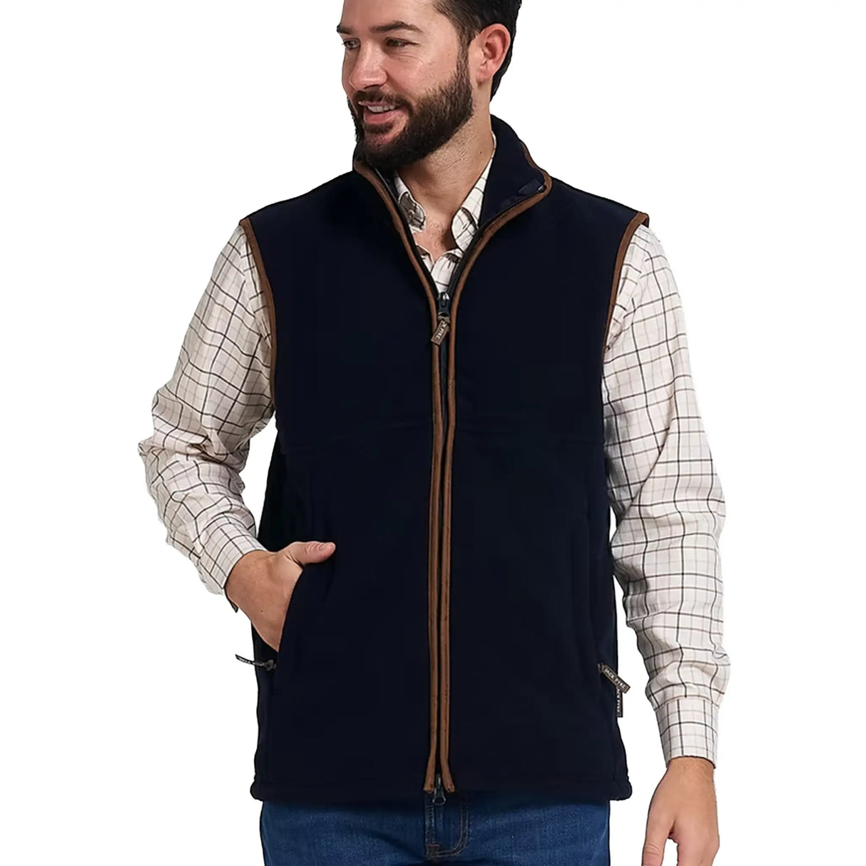 Jack Pyke Countryman Fleece Gilet in Navy Blue from the front on white background