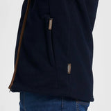 Jack Pyke Countryman Fleece Gilet in Navy Blue close up of zip hand pocket