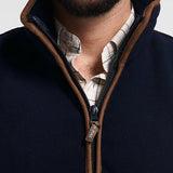 Jack Pyke Countryman Fleece Gilet in Navy Blue close up of zip closure