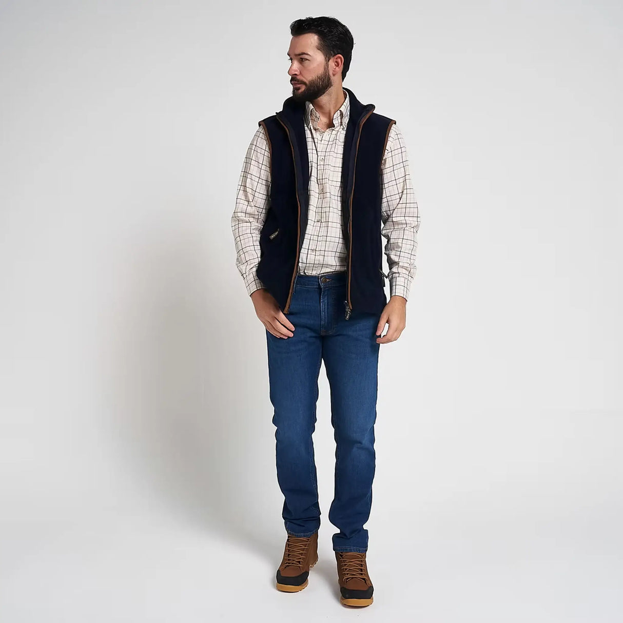 Jack Pyke Countryman Fleece Gilet in Navy Blue from the front on white background