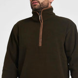 Jack Pyke Countryman Fleece Pullover in dark olive close up of zip closure