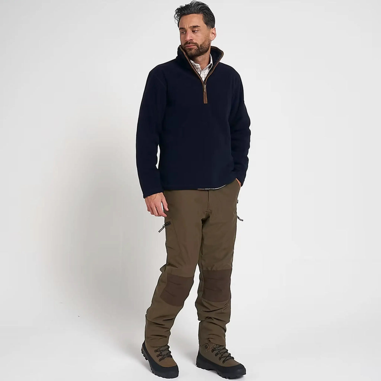 Jack Pyke Countryman Fleece Pullover in navy blue from the front on white background