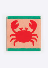 Anorak Crabs Organic Cotton Towel - Coral and blush pink face cloth flat lay