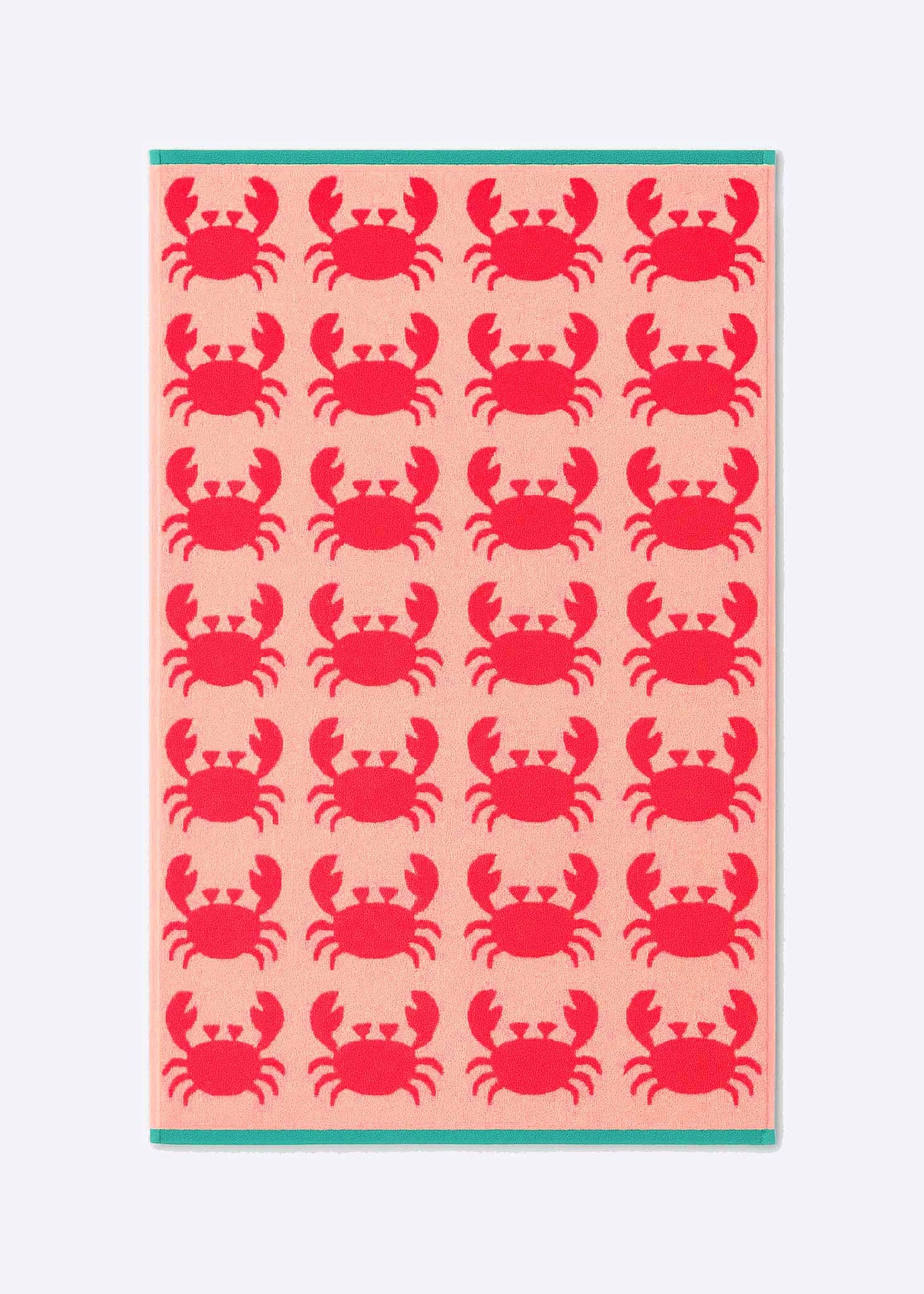 Anorak Crabs Organic Cotton Towel - Coral and blush pink flat lay