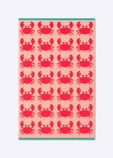 Anorak Crabs Organic Cotton Towel - Coral and blush pink flat lay