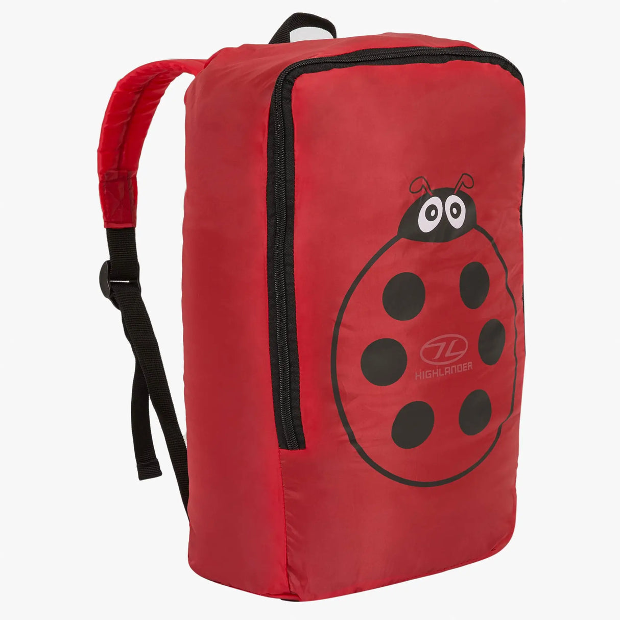 Highlander Creature Kids Mummy Sleeping Bag ladybird storage bag on white background
