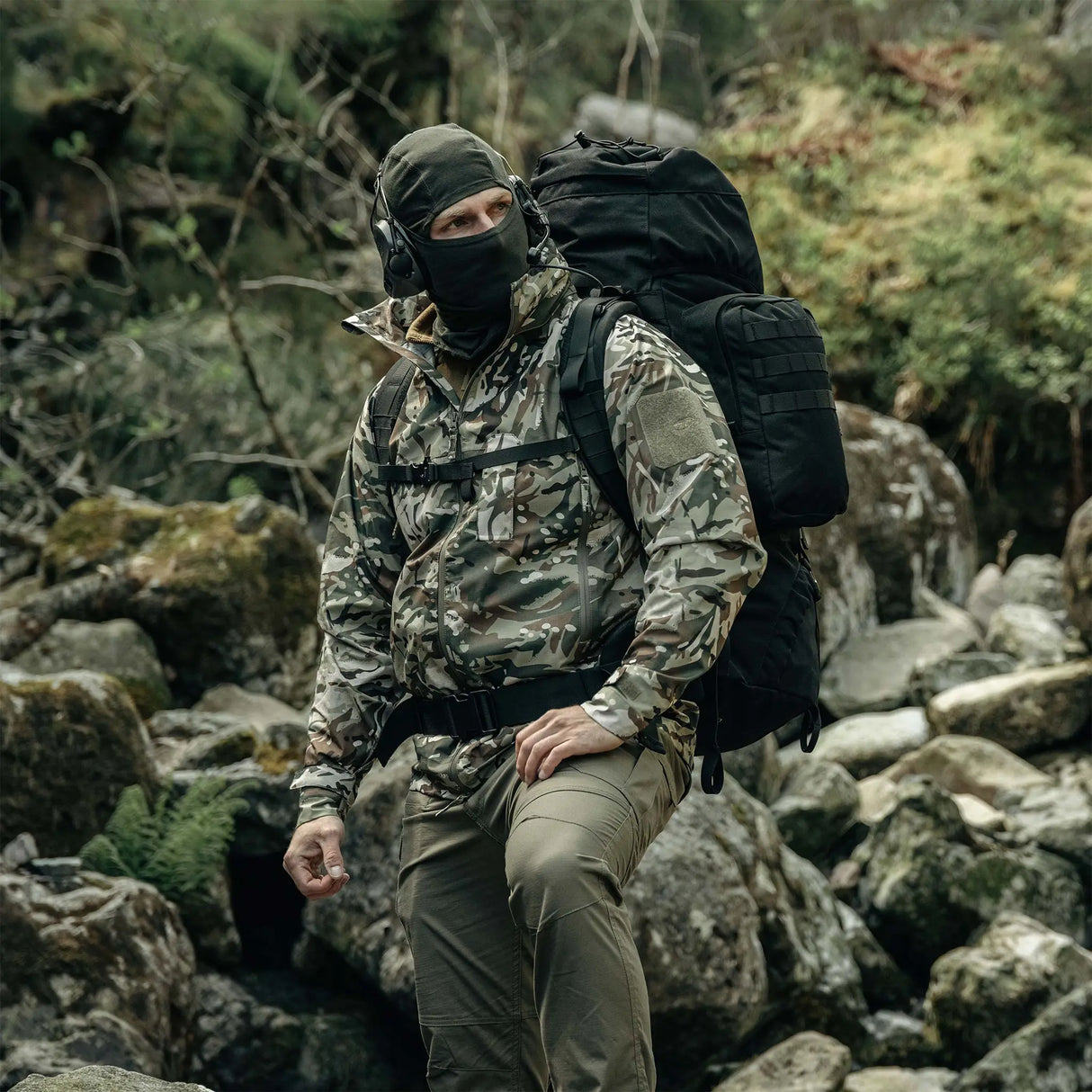 Highlander Cyclone Pro Waterproof Jacket in hmtc camo outdoors, tactical and military use