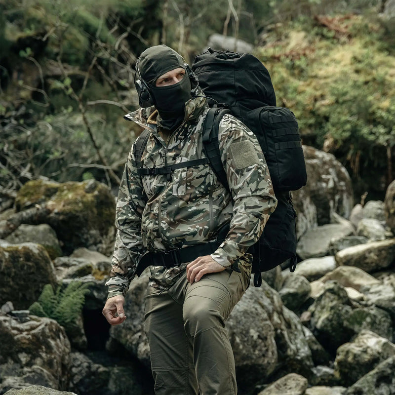 Highlander Cyclone Pro Waterproof Jacket in hmtc camo outdoors, tactical and military use