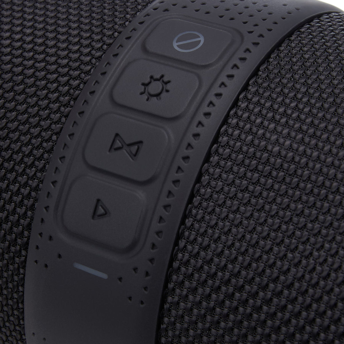 Close-up of the control buttons on the Maplin party speaker band