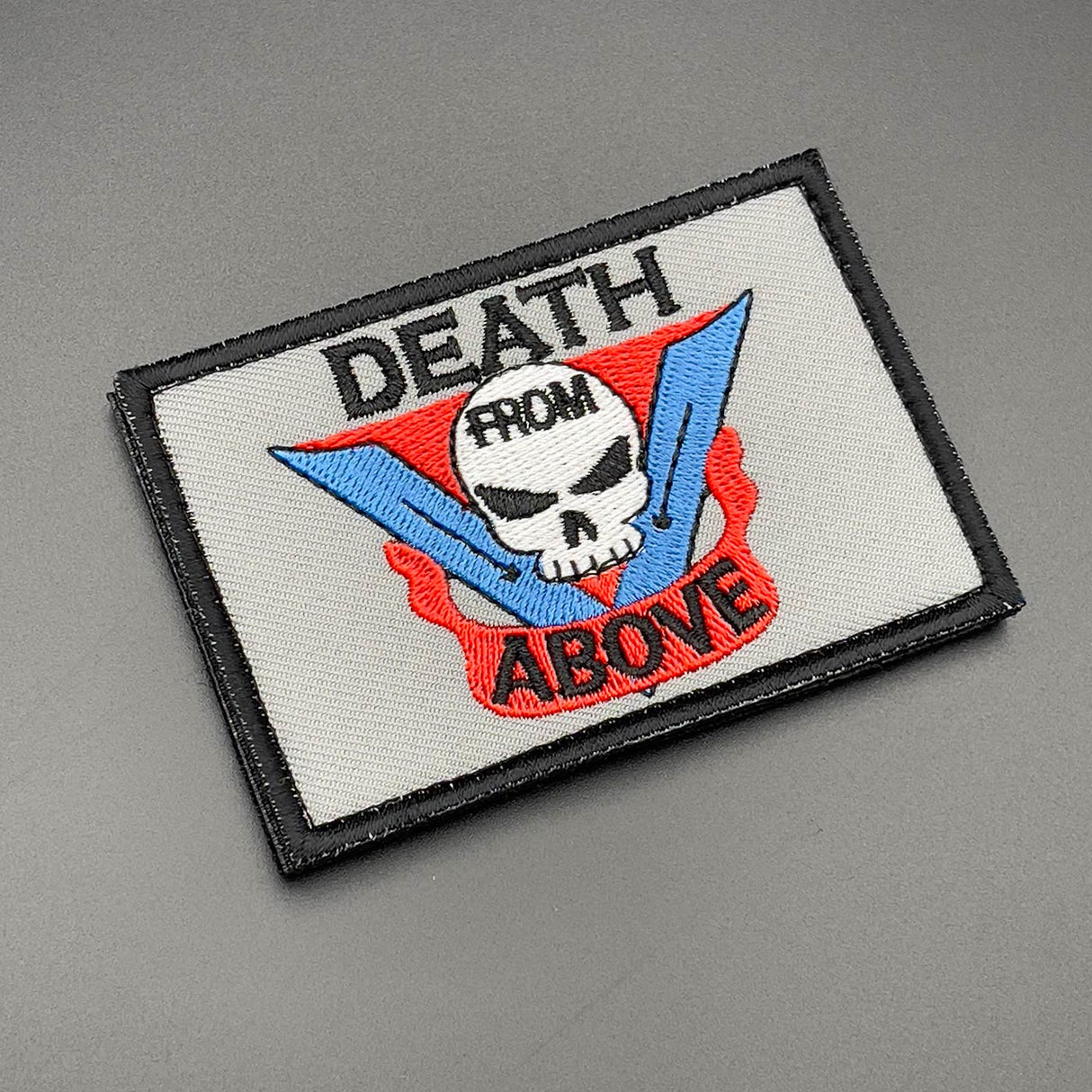 Death From Above Patch Grey: Hook & Loop, 8cm | Task Outdoor