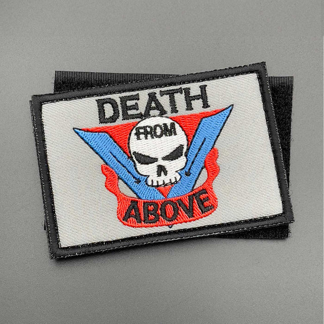 Death From Above Patch Grey: Hook & Loop, 8cm | Task Outdoor