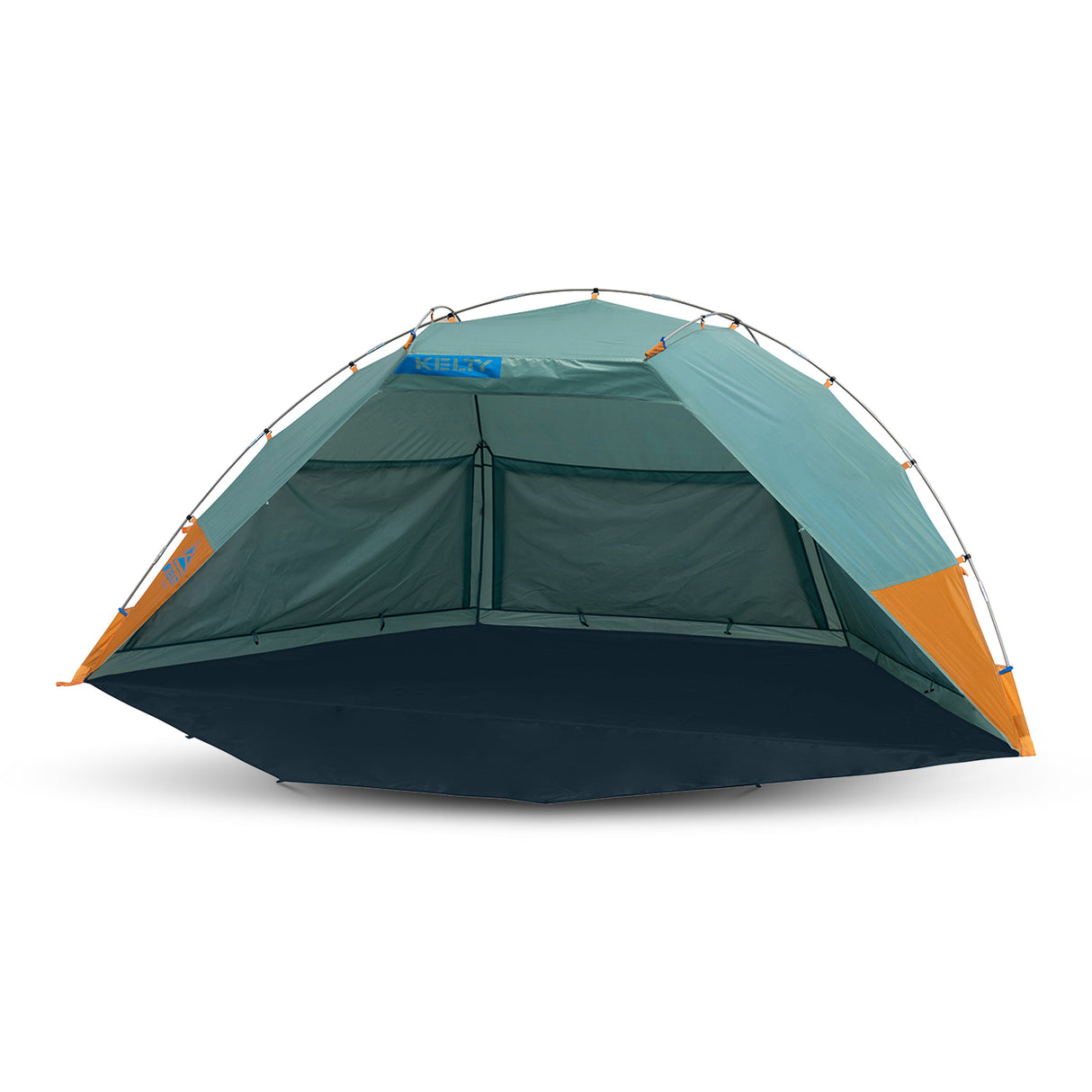 Kelty Cabana Sun Shelter - Malachite Golden Oak pitched on beach