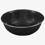 Highlander Deluxe Enamel Vintage Camping Bowl in Black, speckled enamel with metal-trimmed rim