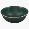 Highlander Deluxe Enamel Vintage Camping Bowl in Green, speckled enamel with metal-trimmed rim
