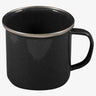 Highlander Deluxe Enamel Vintage Camping Mug in Black, speckled enamel with metal-trimmed rim and enamelled handle