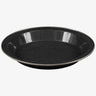 Highlander Deluxe Enamel Vintage Camping Plate in Black, speckled enamel with metal-trimmed rim