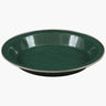 Highlander Deluxe Enamel Vintage Camping Plate in Green, speckled enamel with metal-trimmed rim