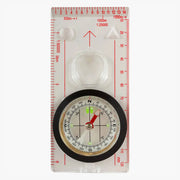 Highlander Deluxe Map Compass COM006 - front view showing base plate, magnifying viewer and compass dial