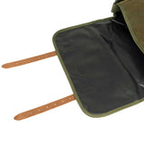 Jack Pyke Duotex Dog Bag in green with the flap open, showing the dark water-resistant lining