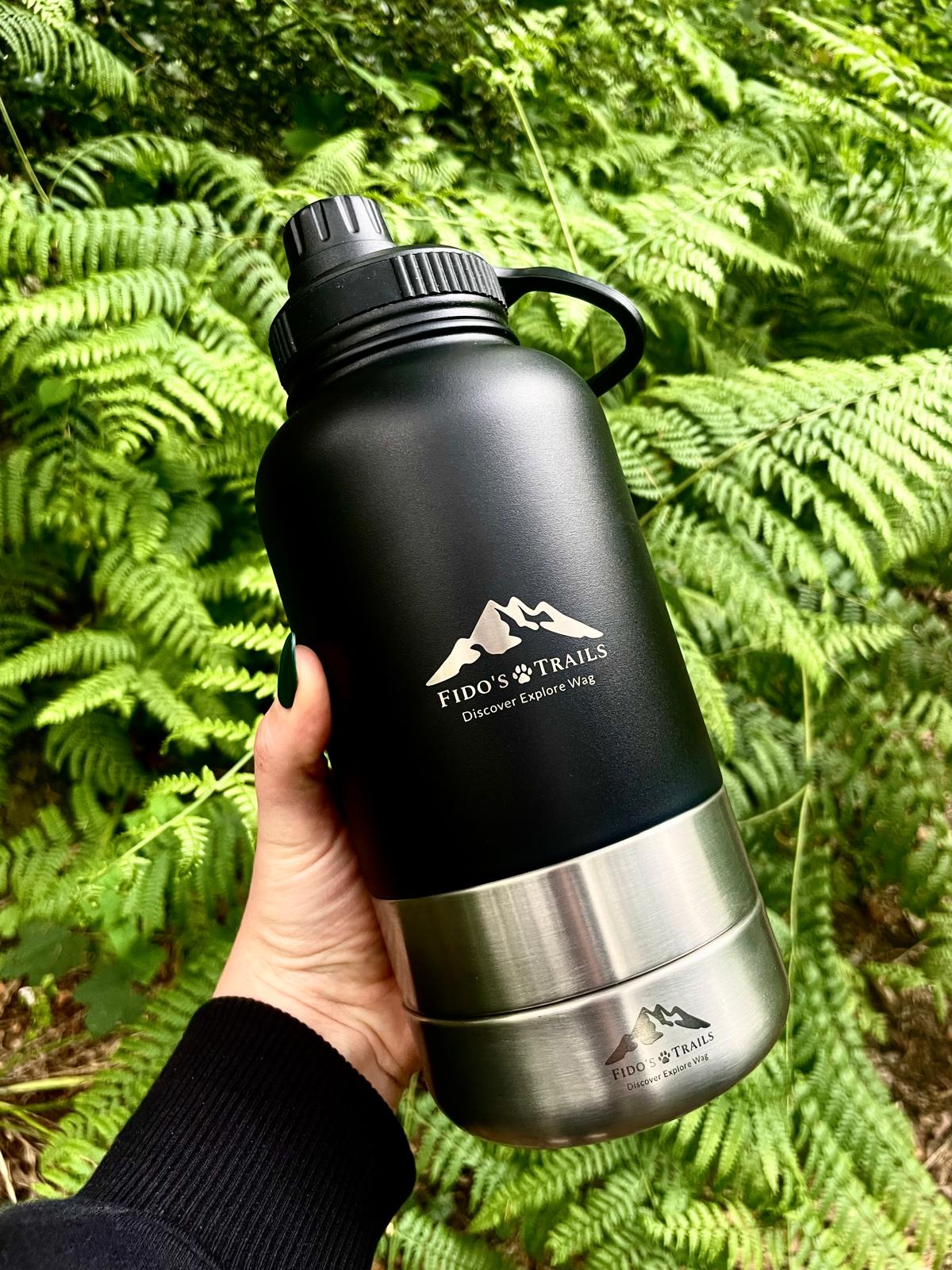 Fido's Trails 3-in-1 Dog Water Bottle | Portable Travel Bottle - Black