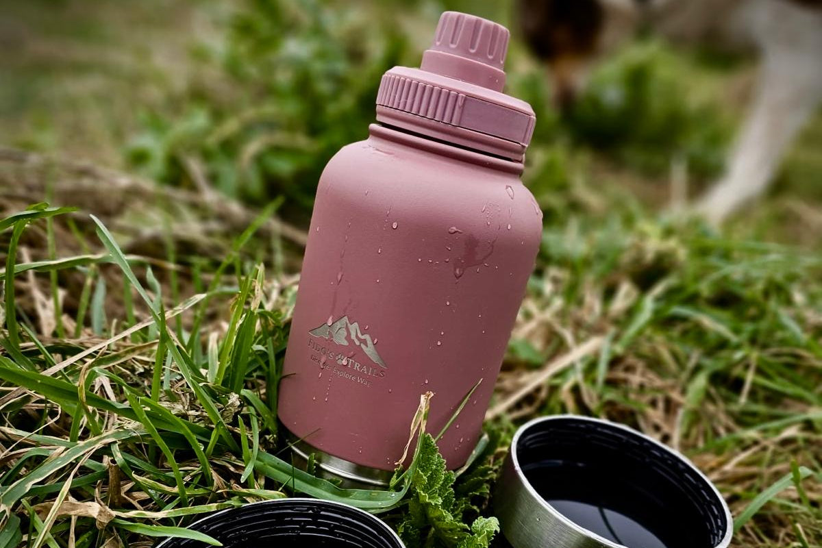 Fido's Trails 3-in-1 Dog Water Bottle | Portable Travel Bottle - Rosewood