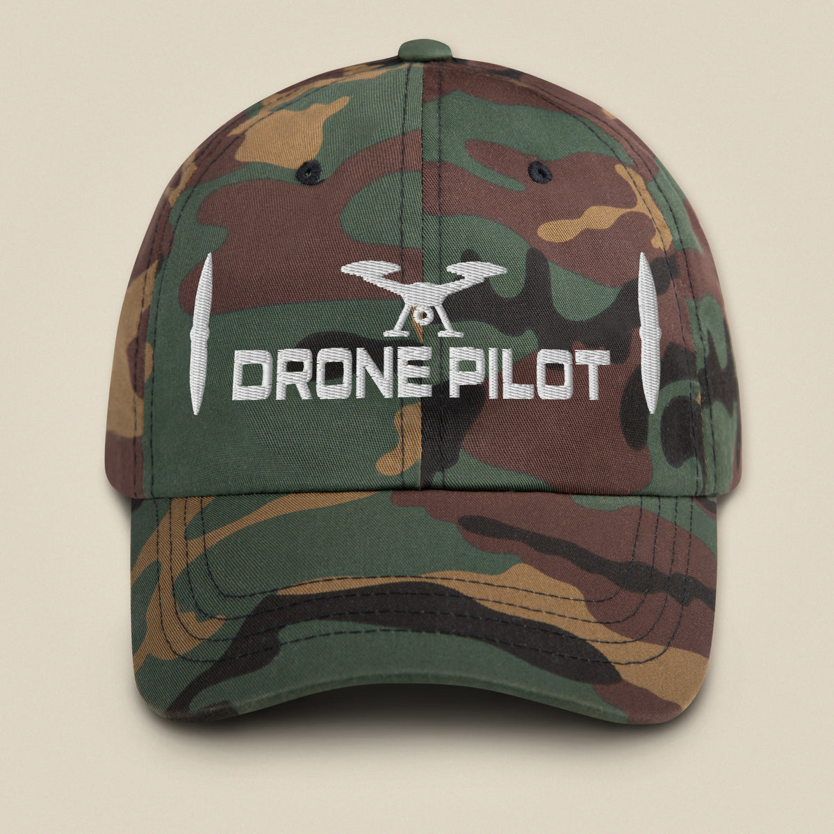 Task "Drone Pilot" cotton twill cap in Green Camo, front view