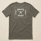 Drone Pilot Double Sided T-Shirt in Army, laid flat, back view