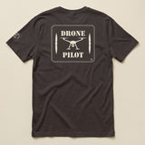Drone Pilot Double Sided T-Shirt in Brown, laid flat, back view