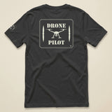 Drone Pilot Double Sided T-Shirt in Dark Grey, laid flat, back view