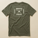 Drone Pilot Double Sided T-Shirt in Military Green, laid flat, back view