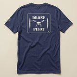 Drone Pilot Double Sided T-Shirt in Navy, laid flat, back view
