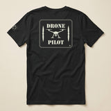 Drone Pilot Double Sided T-Shirt in Vintage Black, laid flat, back view