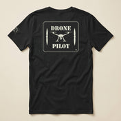 Drone Pilot Double Sided T-Shirt in Vintage Black, laid flat, back view