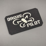 Quad Blade Drone Pilot Patch Black: Laser Cut, Glow in the Dark