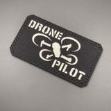 Quad Blade Drone Pilot Patch Black: Laser Cut, Glow in the Dark